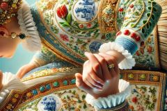 DALL·E-2025-10-11-00.38.47-An-ultra-hyperrealistic-vertical-close-up-summer-scene-in-Mary-Ooms-style-showing-two-villagers-dancing-together.-Their-upper-bodies-and-faces-are-se