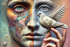 DALL·E-2025-10-11-00.40.48-An-ultra-hyperrealistic-vertical-surreal-portrait-of-a-human-face-divided-into-three-seamlessly-blended-artistic-styles.-One-section-of-the-face-is-in