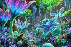 DALL·E-2025-07-02-20.25.54-An-ultra-detailed-photorealistic-close-up-of-a-vibrant-and-surreal-fantasy-world-of-the-future.-The-scene-shows-exotic-bioluminescent-plants-with-glo