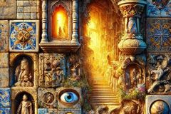 DALL·E-2025-07-11-21.35.54-A-photorealistic-close-up-vertical-scene-titled-Life-Behind-the-Walls-showing-a-surreal-and-mystical-vision-of-hidden-life-within-ancient-ornate-