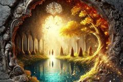 DALL·E-2025-07-11-21.36.27-A-breathtaking-photorealistic-close-up-image-showing-a-surreal-transition-from-darkness-to-beauty-through-an-ancient-cracked-stone-wall.-The-foregro