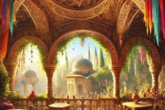 DALL·E-2025-07-11-21.38.16-A-hyper-photorealistic-close-up-vertical-fantasy-scene-showing-the-interior-view-from-inside-a-magical-Bosnian-style-bamboo-sadrvan-pavilion.-The-int