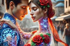 DALL·E-2025-08-28-20.36.16-Ultra-photorealistic-hyper-detailed-vertical-close-up-scene-of-a-modern-young-man-and-woman-dancing-together-in-Mostar-with-the-Stari-Most-faintly-v