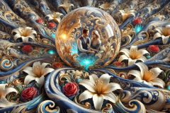 DALL·E-2025-08-31-15.05.24-Ultra-photorealistic-hyper-detailed-wide-surreal-scene-inspired-by-Milic-od-Macve.-A-huge-ornamental-fabric-billows-magnificently-designed-in-deep-b