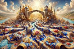 DALL·E-2025-08-31-15.05.36-Ultra-photorealistic-hyper-detailed-wide-surreal-scene-inspired-by-Milic-od-Macve.-A-magnificent-ornamental-fabric-like-a-giant-luxurious-carpet-bi