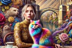 DALL·E-2025-08-31-15.07.33-A-surreal-close-up-inspired-by-Milic-od-Macve.-A-beautiful-young-woman-and-a-young-man-are-shown-up-close-sitting-together-at-a-dreamlike-cafe-table-