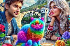 DALL·E-2025-08-31-15.08.25-A-surreal-yet-photorealistic-close-up-scene.-A-beautiful-young-woman-and-a-young-man-are-shown-up-close-sitting-together-at-a-cafe-table-outdoors-nea