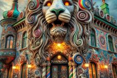 DALL·E-2025-08-31-15.10.18-A-surreal-photorealistic-ornate-small-house-in-Gothenburg-Goteborg-Sweden-which-is-the-Duhunadar-cafe-but-the-entire-building-is-shaped-like-a