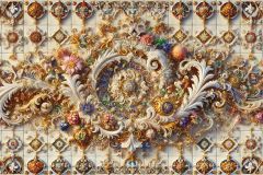 DALL·E-2025-09-02-20.59.13-A-surreal-photorealistic-horizontal-artwork-of-a-single-ornate-white-tile-in-the-azulejos-style-richly-decorated-across-its-entire-surface.-The-tile