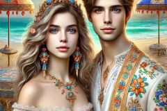 DALL·E-2025-09-02-21.01.42-A-photorealistic-full-body-portrait-of-a-beautiful-young-woman-and-a-young-man-standing-together-on-a-magical-beach-styled-in-ornate-azulejos-fashion