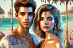 DALL·E-2025-09-02-21.01.46-A-photorealistic-full-body-portrait-of-a-beautiful-young-woman-and-a-young-man-standing-together-on-a-magical-beach-styled-in-ornate-azulejos-fashion