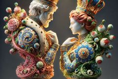 DALL·E-2025-09-02-21.01.49-A-surreal-photorealistic-vision-of-two-chess-pieces-a-king-and-a-queen-designed-as-human-like-figures-in-ornate-azulejos-style.-They-look-like-livi