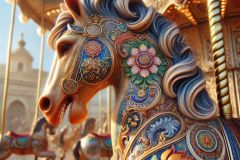 DALL·E-2025-09-02-21.02.37-A-photorealistic-close-up-of-a-fantastical-carousel-animal-in-ornate-azulejos-style-during-a-bright-summer-day.-The-animal-a-majestic-horse-or-lion