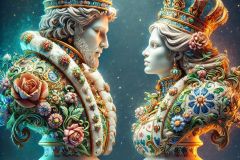 DALL·E-2025-09-02-21.02.59-A-surreal-photorealistic-vision-of-two-chess-pieces-a-king-and-a-queen-designed-as-human-like-figures-in-ornate-azulejos-style.-They-look-like-livi