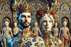 DALL·E-2025-09-02-21.03.11-A-surreal-photorealistic-full-body-portrait-of-a-king-and-a-queen-designed-as-human-like-figures-in-ornate-azulejos-style.-They-stand-side-by-side-li