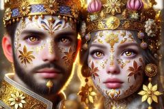 DALL·E-2025-09-12-23.04.40-An-ultra-close-photorealistic-portrait-of-the-Bosnian-king-and-queen-in-ornate-Bosnian-style.-Their-porcelain-smooth-faces-are-richly-decorated-with-i