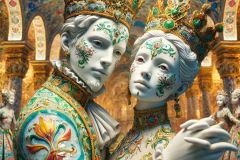 DALL·E-2025-09-12-23.04.01-An-ultra-close-photorealistic-portrait-of-a-king-and-a-queen-designed-as-human-like-figures-in-ornate-azulejos-style-dancing-together-in-a-lavish-roy