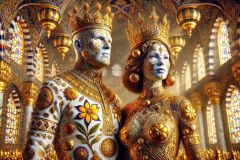 DALL·E-2025-09-12-23.04.37-A-surreal-photorealistic-scene-of-the-Bosnian-king-and-queen-standing-together-in-a-magnificent-royal-hall.-They-appear-as-majestic-human-figures-w