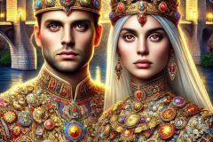 DALL·E-2025-09-12-23.05.09-A-surreal-photorealistic-full-body-vertical-portrait-of-King-Tvrtko-I-of-Bosnia-and-his-queen-standing-together-as-majestic-royal-figures.-They-have