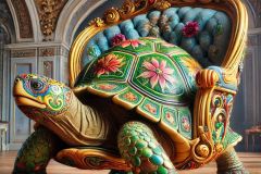 DALL·E-2025-09-12-23.06.56-A-photorealistic-close-up-of-a-surreal-armchair-designed-as-a-giant-turtle-in-the-style-of-Salvador-Dali.-The-turtles-body-forms-the-base-with-its-o