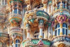 DALL·E-2025-09-13-00.34.05-A-photorealistic-close-up-of-the-facade-of-a-magnificent-castle-designed-in-a-fusion-of-Vienna-architecture-Rococo-and-Gaudi-style.-The-ornate-balco