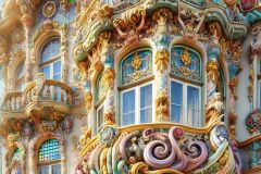 DALL·E-2025-09-13-00.34.07-A-photorealistic-close-up-of-the-facade-of-a-magnificent-castle-designed-in-a-fusion-of-Vienna-architecture-Rococo-and-Gaudi-style.-The-ornate-balco