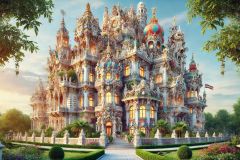DALL·E-2025-09-13-00.34.18-A-photorealistic-horizontal-view-of-a-magnificent-full-castle-designed-in-a-fusion-of-Vienna-architecture-Rococo-and-Gaudi-style.-The-castle-is-rich