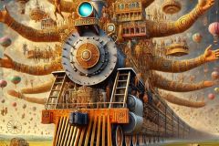 DALL·E-2025-06-28-12.45.35-A-photorealistic-surreal-scene-in-the-style-of-Milic-of-Macva-with-no-religious-symbols.-A-massive-surreal-Indian-inspired-deity-shaped-like-a-train