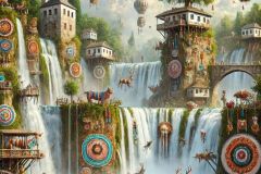 DALL·E-2025-06-28-12.46.44-A-photorealistic-surreal-summer-scene-in-the-style-of-Milic-of-Macva-with-no-religious-symbols.-The-famous-Jajce-waterfall-is-reimagined-in-a-surreal