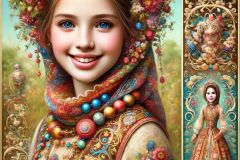 DALL·E-2025-09-13-00.37.56-A-hyperrealistic-vertical-portrait-in-the-style-of-Mary-Ooms-showing-a-beautiful-young-girl-standing-outdoors-on-a-bright-summer-day.-She-wears-ornat