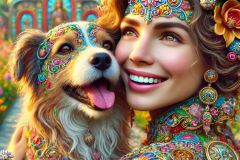 DALL·E-2025-09-13-00.38.28-An-ultra-hyperrealistic-close-up-in-the-style-of-Mary-Ooms-showing-a-beautiful-adult-young-woman-with-her-dog-in-an-ornate-fantasy-garden.-The-focus-