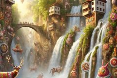 DALL·E-2025-06-28-12.46.45-A-photorealistic-surreal-summer-scene-in-the-style-of-Milic-of-Macva-with-no-religious-symbols.-The-famous-Jajce-waterfall-is-reimagined-in-a-surreal