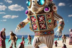 DALL·E-2025-06-29-00.38.55-A-photorealistic-and-surreal-summer-beach-scene-in-the-style-of-Milic-of-Macva.-The-image-is-a-close-up-set-in-daylight-and-features-a-bizarre-drea