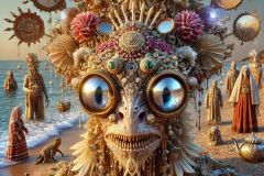 DALL·E-2025-06-29-00.39.54-An-ultra-close-up-photorealistic-surreal-beach-wedding-scene-in-the-style-of-Milic-of-Macva.-The-main-focus-is-a-bizarre-creatures-face-and-upper-bod