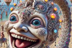 DALL·E-2025-06-29-00.40.04-An-ultra-close-up-photorealistic-surreal-scene-in-the-style-of-Milic-of-Macva.-A-bizarre-creature-covered-in-folkloric-patterns-and-glowing-beads-is