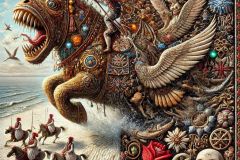 DALL·E-2025-06-29-00.40.27-A-surreal-photorealistic-scene-in-the-style-of-Milic-of-Macva-showing-a-split-composition_-the-left-half-of-the-image-is-richly-embroidered-as-if-m