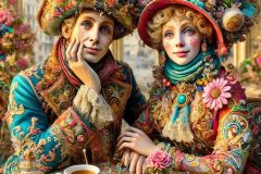 DALL·E-2025-09-13-00.39.28-An-ultra-hyperrealistic-vertical-close-up-in-the-style-of-Mary-Ooms-showing-a-couple-sitting-at-a-Paris-cafe-table-on-a-bright-summer-day.-The-focus-