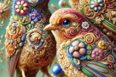 DALL·E-2025-09-13-00.40.55-An-ultra-hyperrealistic-vertical-close-up-view-in-the-style-of-ornate-fantasy-inspired-by-Mary-Ooms-showing-three-birds-perched-closely-together-on-a
