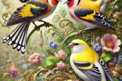 DALL·E-2025-09-13-00.41.09-An-ultra-hyperrealistic-vertical-close-up-in-ornate-fantasy-style-inspired-by-Mary-Ooms-showing-two-birds-in-a-different-setting_-a-European-goldfinc