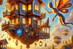 DALL·E-2025-06-29-00.41.51-A-photorealistic-surreal-close-up-scene-in-the-style-of-Milic-of-Macva-set-during-a-bright-summer-day.-The-focus-is-a-floating-embroidered-house-hel