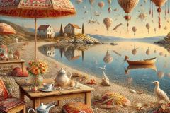 DALL·E-2025-06-29-00.42.00-A-beautiful-and-peaceful-photorealistic-beach-scene-in-the-style-of-Milic-of-Macva.-The-setting-is-a-warm-summer-day-by-the-sea.-The-beach-is-filled-w