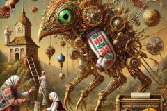 DALL·E-2025-06-29-00.42.13-An-ultra-close-up-photorealistic-surreal-scene-combining-the-styles-of-Milic-of-Macva-and-Hieronymus-Bosch.-In-the-center-a-hybrid-creature-with-emb