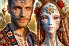 DALL·E-2025-06-29-00.44.06-A-photorealistic-surreal-close-up-portrait-scene-in-the-style-of-Milic-of-Macva-and-Hieronymus-Bosch.-A-handsome-human-man-in-richly-embroidered-trad