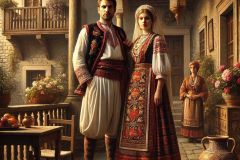 DALL·E-2025-06-29-00.44.29-A-photorealistic-scene-inspired-by-the-painting-style-of-Paja-Jovanovic.-The-composition-features-a-traditional-Balkan-setting-during-the-19th-century