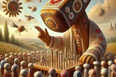 DALL·E-2025-06-29-11.14.56-A-surreal-photorealistic-scene-in-the-style-of-Milic-of-Macva.-In-the-center-of-the-image-is-a-highly-detailed-fantastical-hammer-like-creature-with