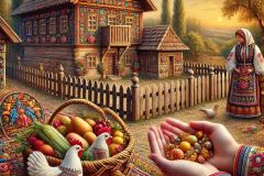 DALL·E-2025-06-29-11.16.12-A-photorealistic-close-up-scene-in-the-style-of-Milic-of-Macva-showing-a-surreal-rural-village-during-a-warm-summer-day.-A-richly-embroidered-traditi