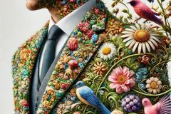 DALL·E-2025-09-13-00.42.58-A-hyperrealistic-vertical-portrait-in-ornate-surreal-fantasy-style-focusing-on-a-man-wearing-a-suit-that-transforms-into-a-living-artwork.-His-face-i