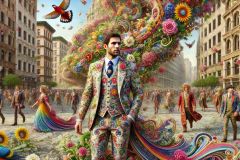DALL·E-2025-09-13-00.43.07-A-hyperrealistic-horizontal-scene-in-ornate-surreal-fantasy-style-showing-a-man-walking-through-a-fantastical-version-of-Manhattan.-He-wears-an-ornat