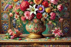 DALL·E-2025-09-13-00.46.57-An-ultra-hyperrealistic-vertical-scene-in-ornate-fantasy-style-inspired-by-Mary-Ooms-showing-a-richly-decorated-bouquet-of-flowers-on-a-table.-The-bo