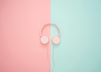 white corded headphones